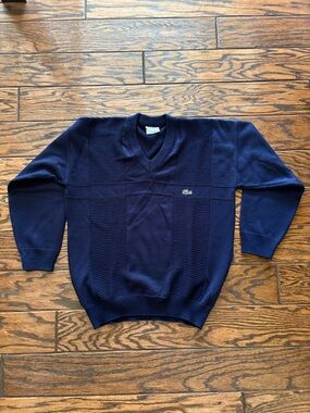 Lacoste Dark Navy V-Neck Knit Pullover
